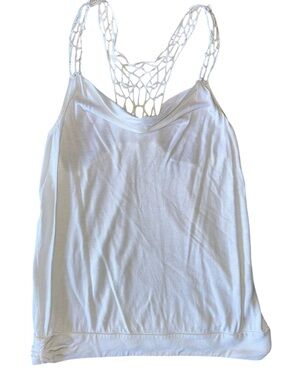 Express White Tank Top with beaded cut out racker back